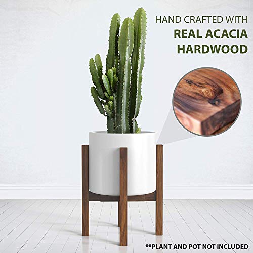 Mid Century Solid Wood Acacia Plant Stand Q512277