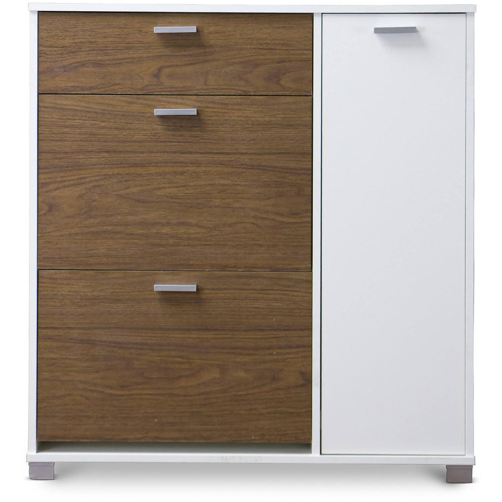 White/Walnut Storage Cabinet P6929