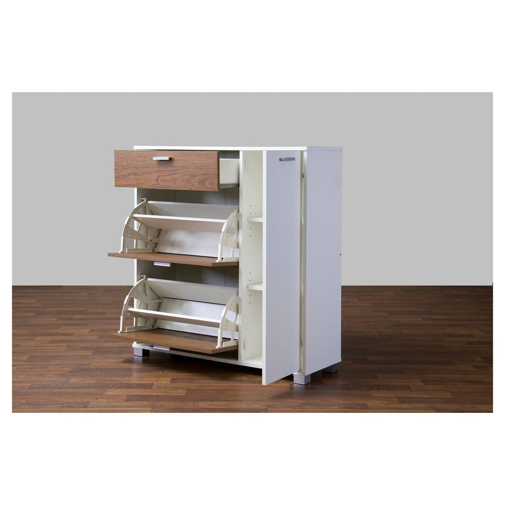 White/Walnut Storage Cabinet P6929