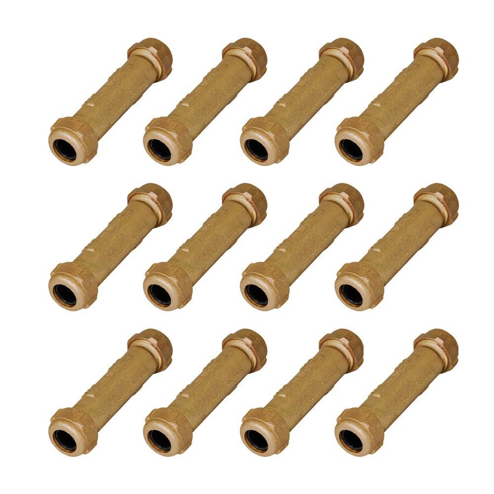 Brass Compression Coupling Fitting, 1-1/4 in. x 5 in., 12 Pack Q160