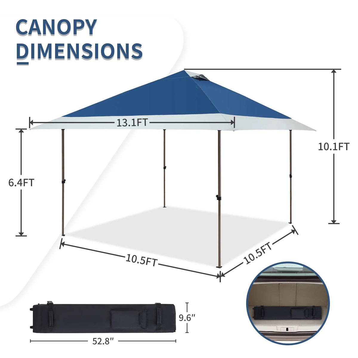 13'x13' Pop-up Canopy with Auto Extending Eaves Y431