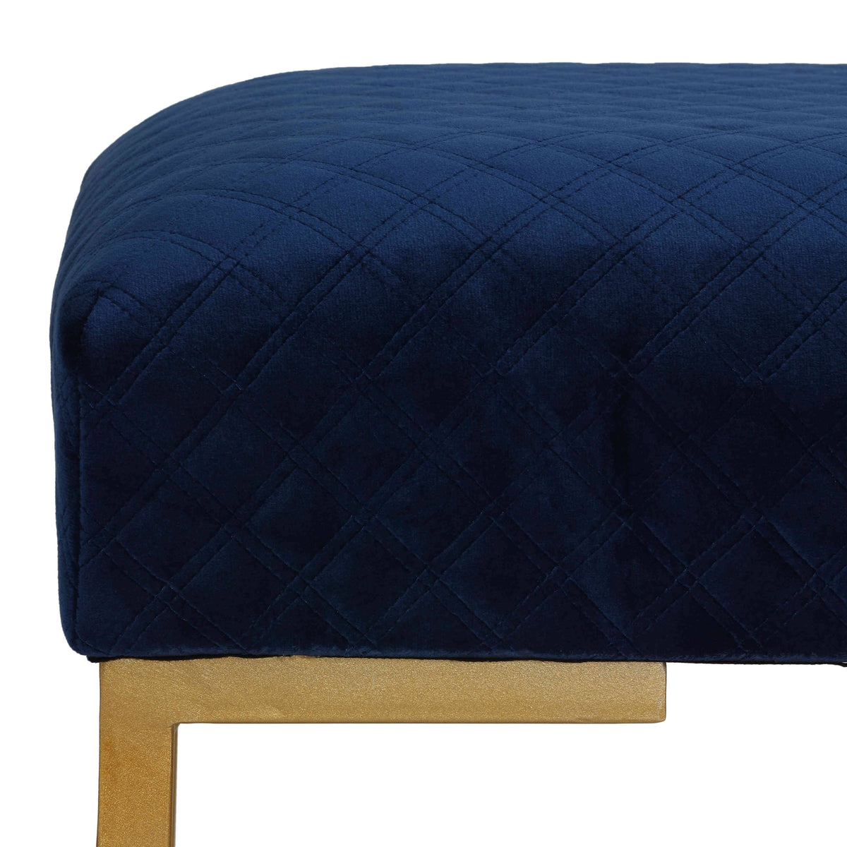 Blue Ottoman with Painted Gold Legs M4489