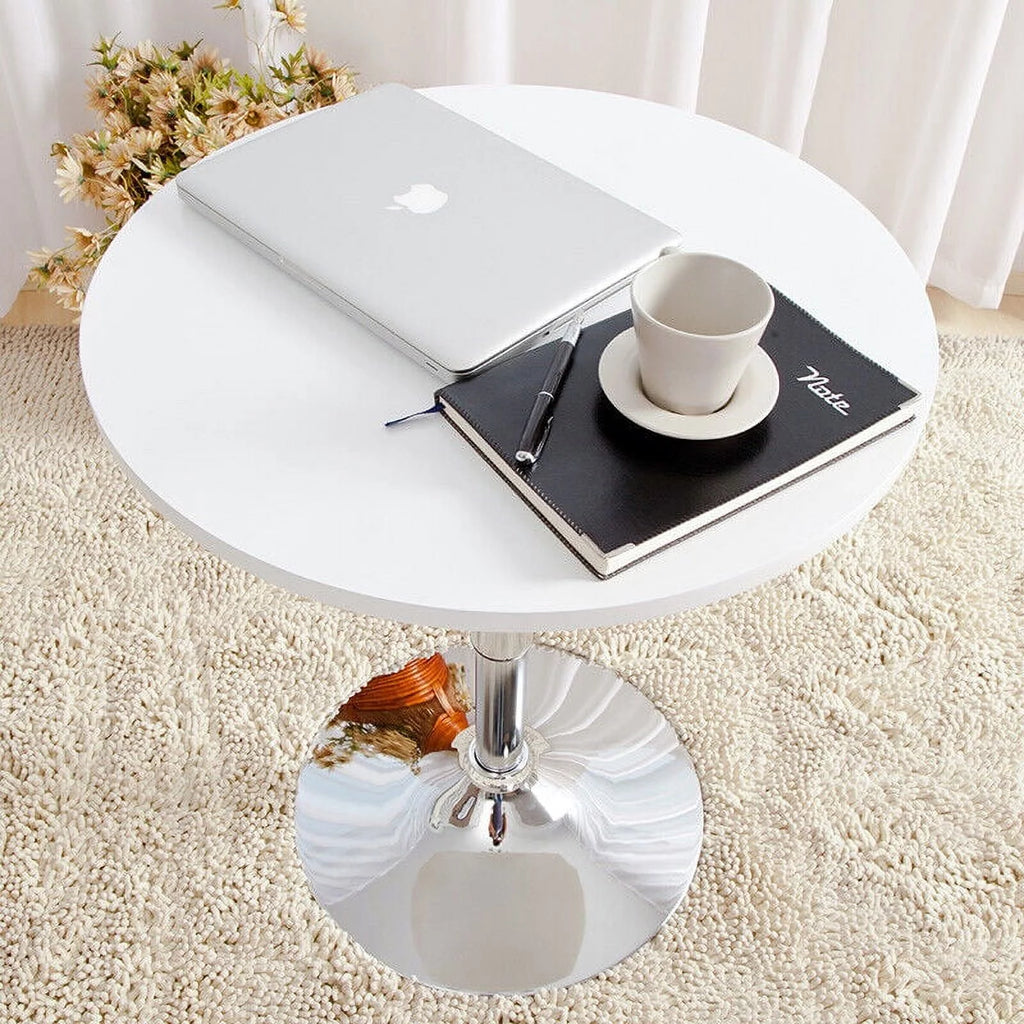 White Adjustable Height Round Bar Table F81309