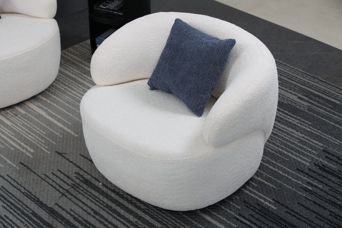 Beige Boucle Swivel Barrel Chair B716