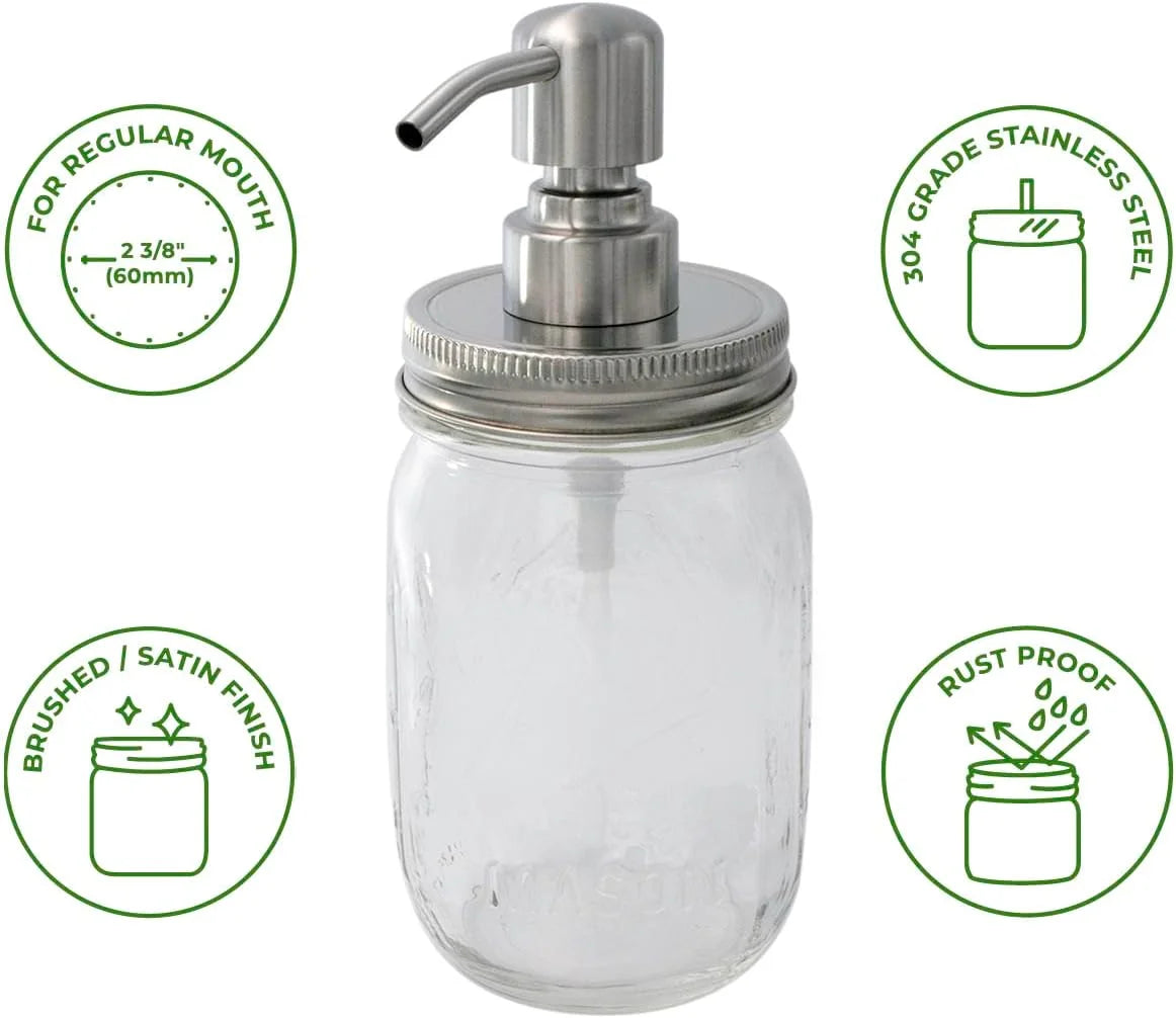 Stainless Steel Soap Pump Lid for Mason Jars A108657