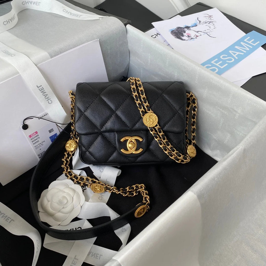 Mini Flap Bag With Top Handle Black 7.9in/20cm T9766