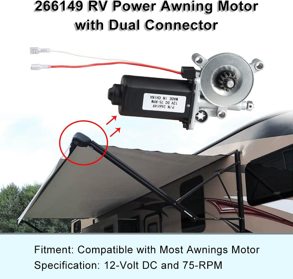 RV Power Awning Motor Replacement with Dual Connector D639