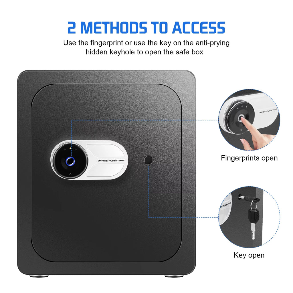 Black Safe Box with Fingerprint Access and Removable Shelf N4365
