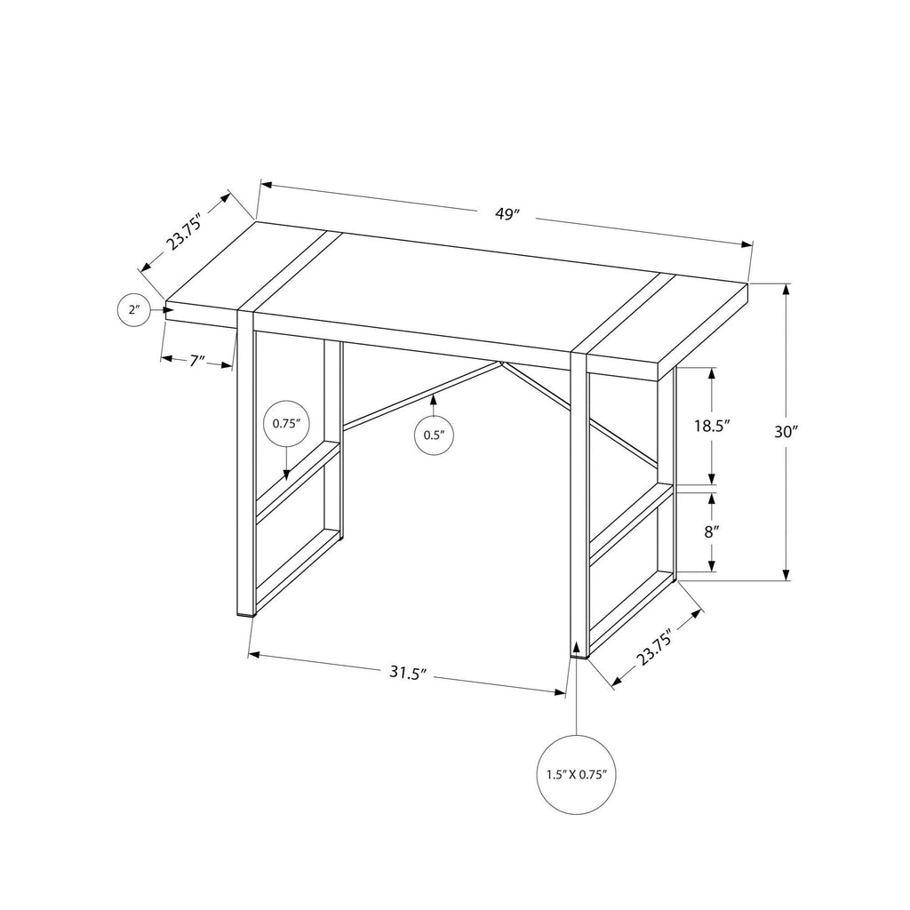 Walnut Black Metal Computer Desk L90801