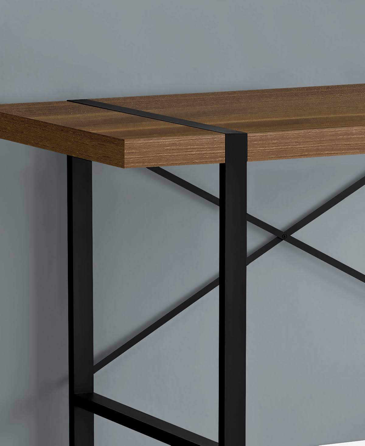 Walnut Black Metal Computer Desk L90801