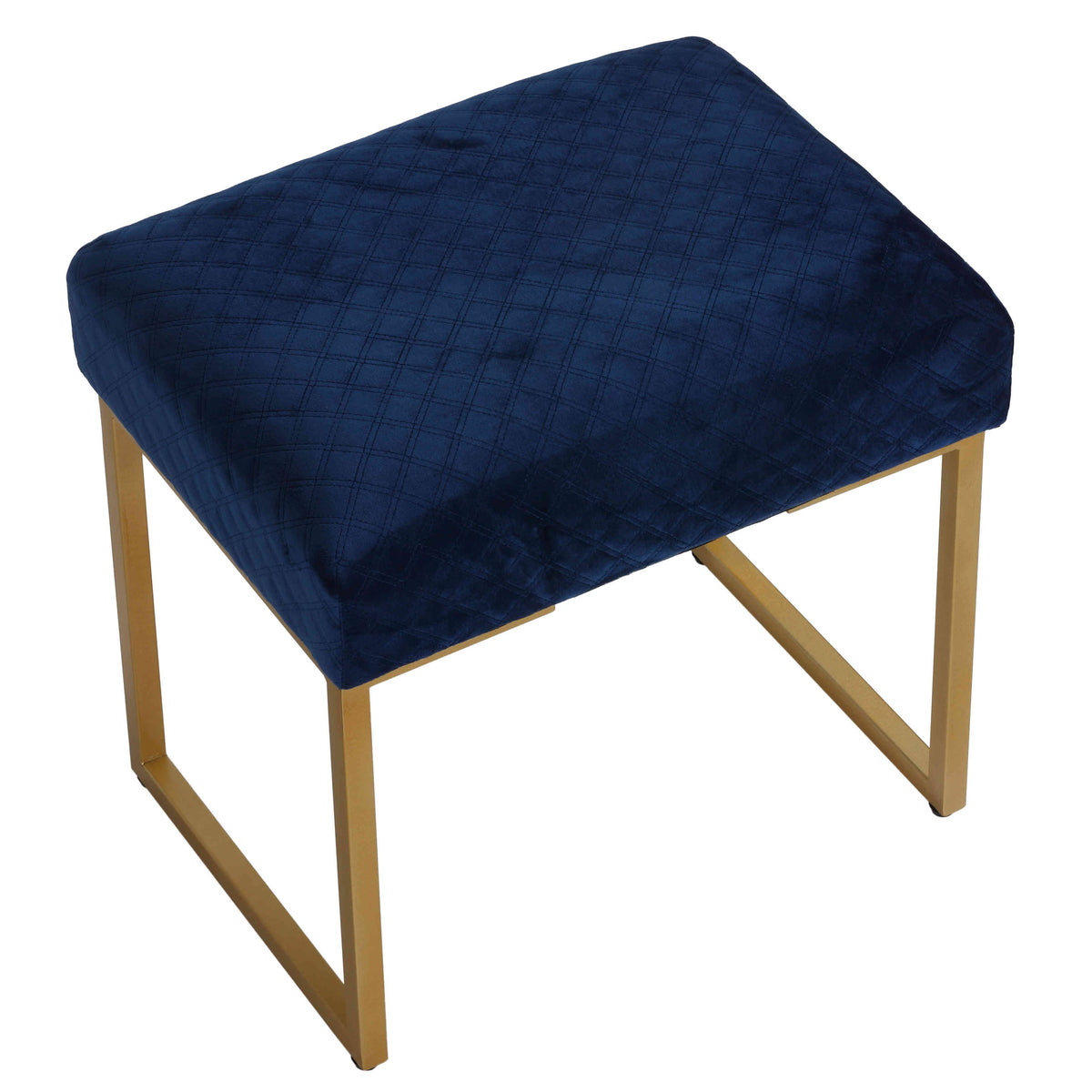 Blue Ottoman with Painted Gold Legs M4489