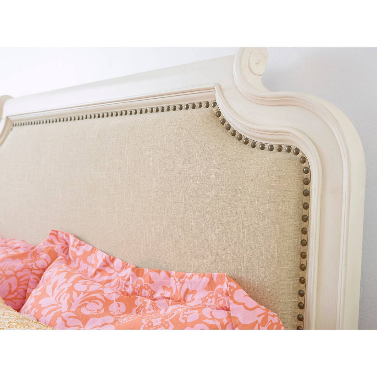 White Full Upholstered Youth Bed A84489