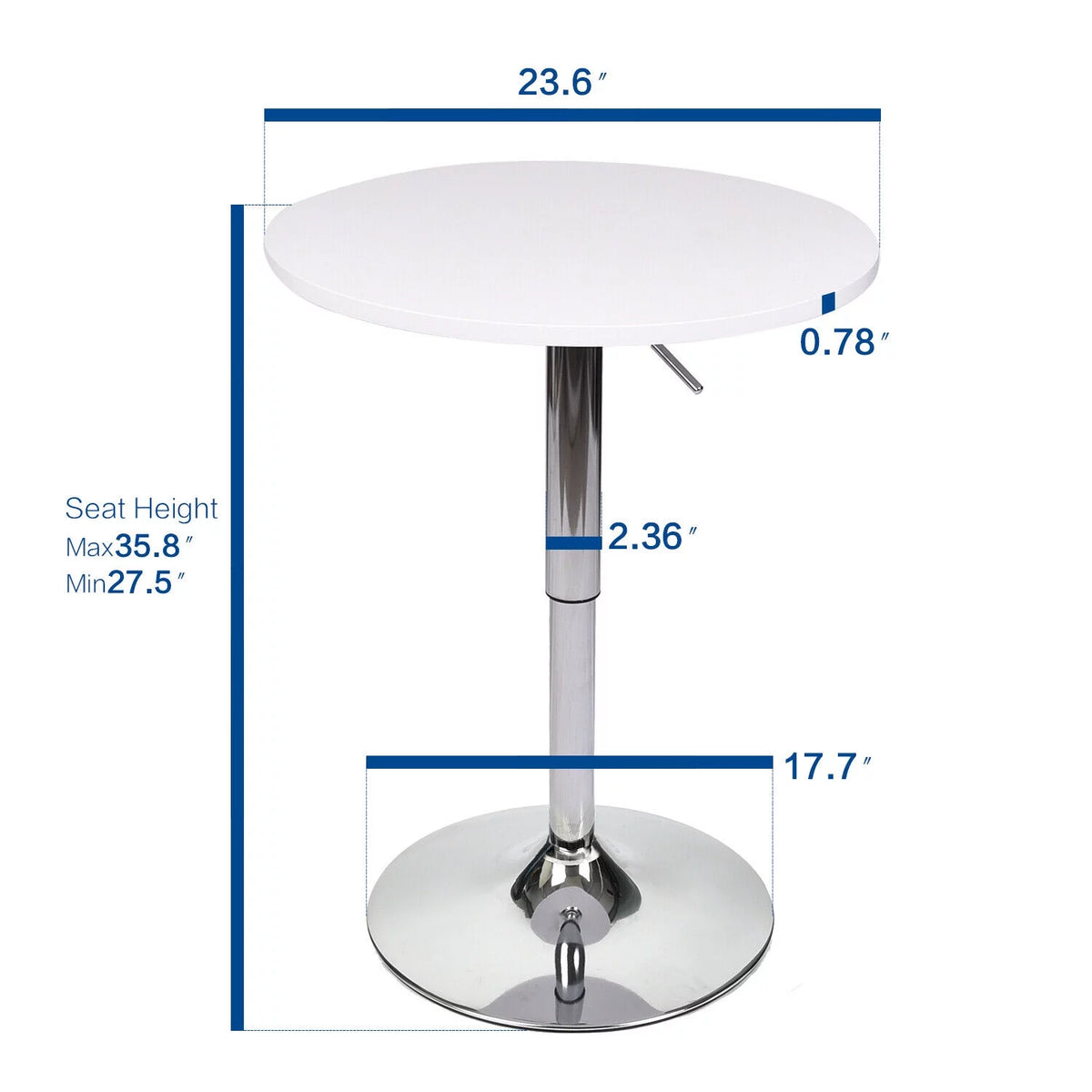 White Adjustable Height Round Bar Table F81309