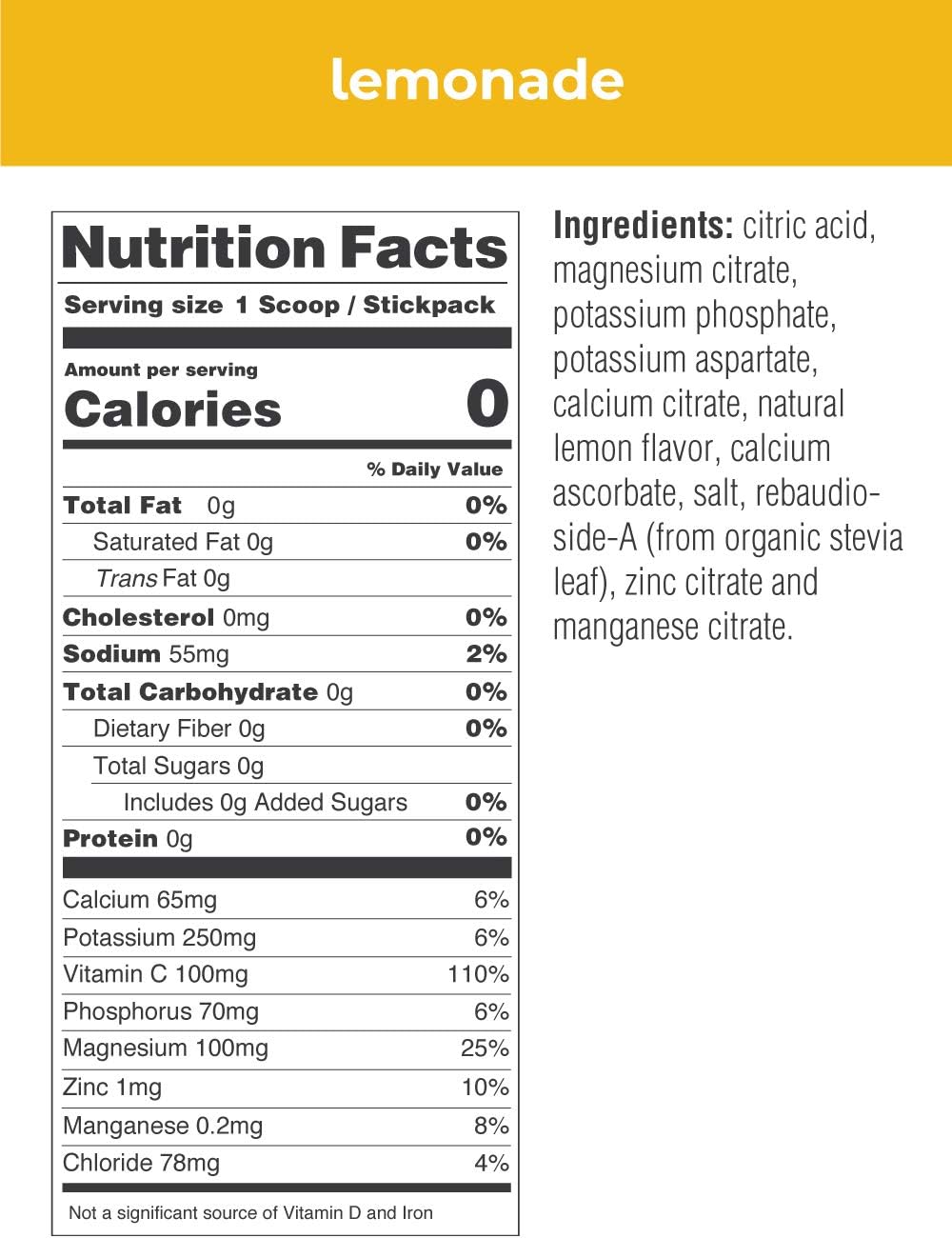 Lemonade Electrolyte Powder, 90 Servings, 11.1 Ounce D374