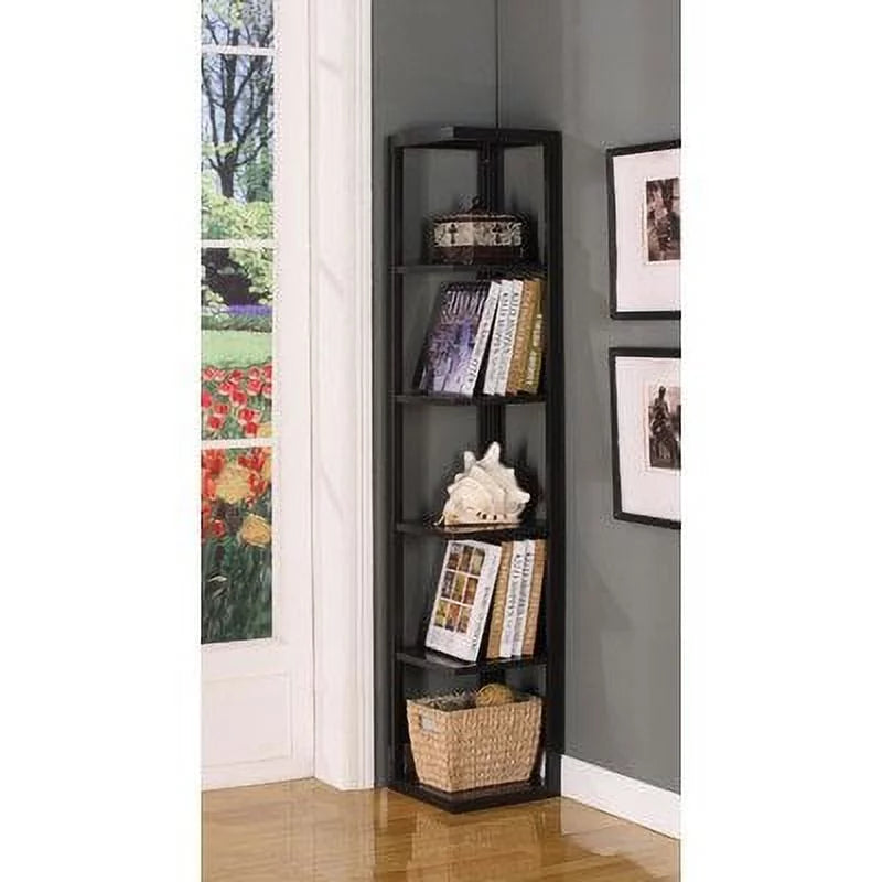 5-Tier Corner Wood Bookcase in Walnut R767