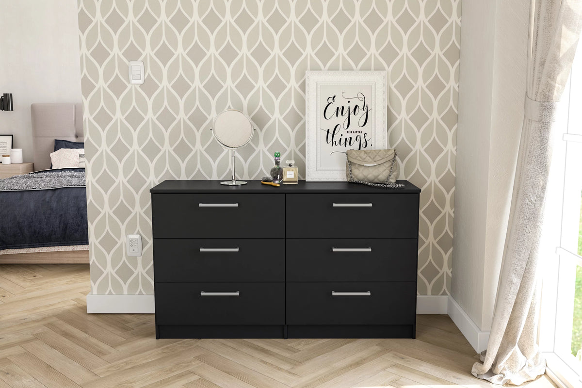White 6 Drawer Wood Double Dresser C2681