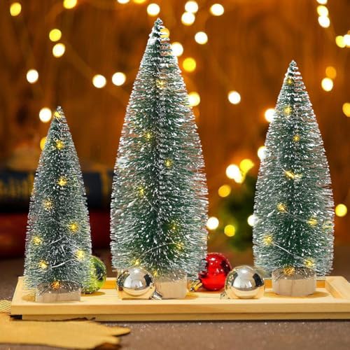 Mini Bottle Brush Christmas Trees with Lights A4380